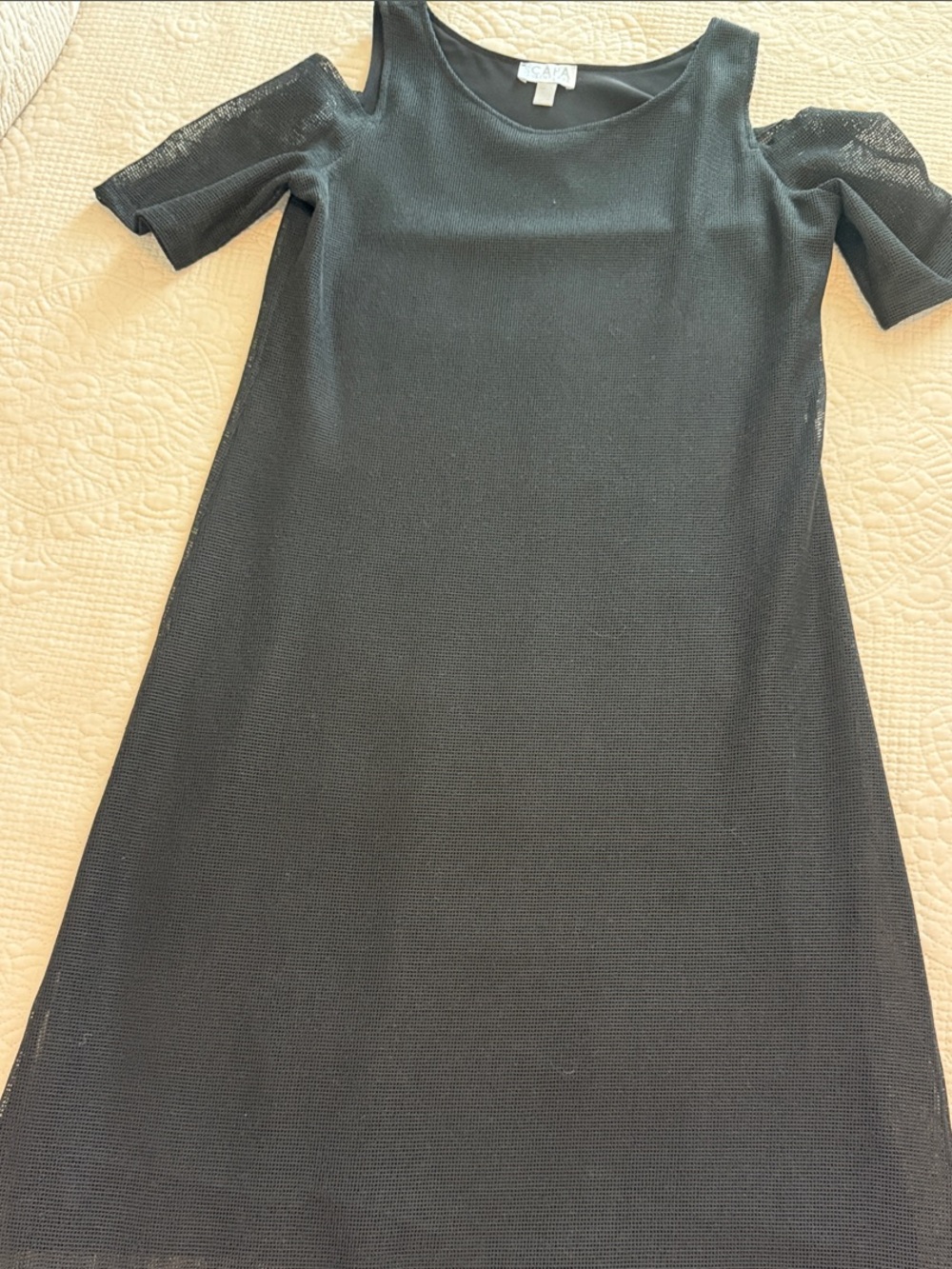 Black Cold-Shoulder Maxi Dress with Sheer Lower Skirt - Picture 7 of 9